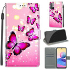 For Xiaomi Redmi Note 10 5G / C03 Gradient Pink Flying Butterflies