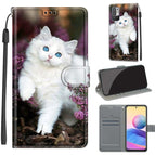 For Xiaomi Redmi Note 10 5G / C08 Flower Bush Big White Cat