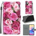 For Xiaomi Redmi Note 10 5G / C17 Green Leaf Pink Rose