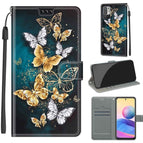 For Xiaomi Redmi Note 10 5G / C20 Gold Silver Flying Butterflies
