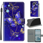 For Nokia G20 / G10 / 6.3 / C11 Blue Golden Chain Butterflies