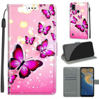 For ZTE Blade A51 / C03 Gradient Pink Flying Butterflies