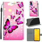 For ZTE Blade A71 / C03 Gradient Pink Flying Butterflies