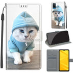 For ZTE Blade A71 / C15 Blue Sweater White Cat