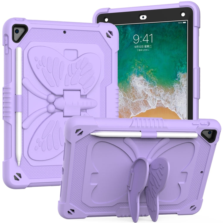 Pure Color PC + Silicone Anti-drop Protective Case with Butterfly Shape Holder & Pen Slot, For iPad 9.7 2018 & 2017 / Pro 9.7 inch / Air 2 / 6, For iPad 10.2 2021 & 2020 & 2019 / Air 3 10.5 inch, For iPad mini 6 2021 / mini 2024