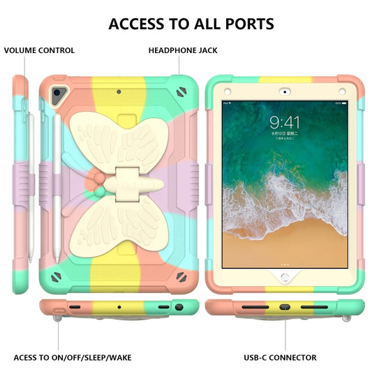 Beige PC + Silicone Anti-drop Protective Case with Butterfly Shape Holder & Pen Slot, For iPad 9.7 2018 & 2017 / Pro 9.7 inch / Air 2 / 6, For iPad 10.2 2021 & 2020 & 2019 / Air 3 10.5 inch, For iPad 10.2 2020 & 2019 / Air 3 10.5 inch������������������...