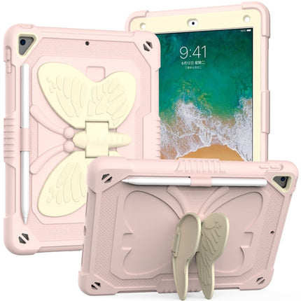 Beige PC + Silicone Anti-drop Protective Case with Butterfly Shape Holder & Pen Slot, For iPad 9.7 2018 & 2017 / Pro 9.7 inch / Air 2 / 6, For iPad 10.2 2021 & 2020 & 2019 / Air 3 10.5 inch, For iPad 10.2 2020 & 2019 / Air 3 10.5 inch������������������...