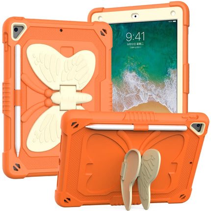 Beige PC + Silicone Anti-drop Protective Case with Butterfly Shape Holder & Pen Slot, For iPad 9.7 2018 & 2017 / Pro 9.7 inch / Air 2 / 6, For iPad 10.2 2021 & 2020 & 2019 / Air 3 10.5 inch, For iPad 10.2 2020 & 2019 / Air 3 10.5 inch������������������...