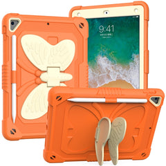 Beige PC + Silicone Anti-drop Protective Case with Butterfly Shape Holder & Pen Slot, For iPad 9.7 2018 & 2017 / Pro 9.7 inch / Air 2 / 6, For iPad 10.2 2021 & 2020 & 2019 / Air 3 10.5 inch, For iPad 10.2 2020 & 2019 / Air 3 10.5 inch