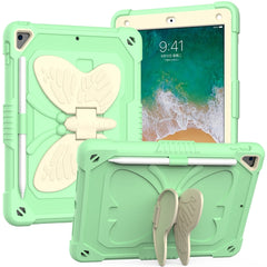 Beige PC + Silicone Anti-drop Protective Case with Butterfly Shape Holder & Pen Slot, For iPad 9.7 2018 & 2017 / Pro 9.7 inch / Air 2 / 6, For iPad 10.2 2021 & 2020 & 2019 / Air 3 10.5 inch, For iPad 10.2 2020 & 2019 / Air 3 10.5 inch