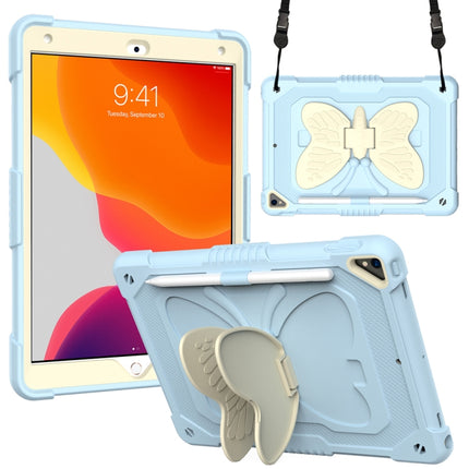 Beige PC + Silicone Anti-drop Protective Case with Butterfly Shape Holder & Pen Slot, For iPad 9.7 2018 & 2017 / Pro 9.7 inch / Air 2 / 6, For iPad 10.2 2021 & 2020 & 2019 / Air 3 10.5 inch, For iPad 10.2 2020 & 2019 / Air 3 10.5 inch                  ...