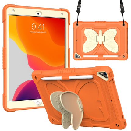 Beige PC + Silicone Anti-drop Protective Case with Butterfly Shape Holder & Pen Slot, For iPad 9.7 2018 & 2017 / Pro 9.7 inch / Air 2 / 6, For iPad 10.2 2021 & 2020 & 2019 / Air 3 10.5 inch, For iPad 10.2 2020 & 2019 / Air 3 10.5 inch������������������...