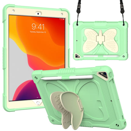 Beige PC + Silicone Anti-drop Protective Case with Butterfly Shape Holder & Pen Slot, For iPad 9.7 2018 & 2017 / Pro 9.7 inch / Air 2 / 6, For iPad 10.2 2021 & 2020 & 2019 / Air 3 10.5 inch, For iPad 10.2 2020 & 2019 / Air 3 10.5 inch                  ...