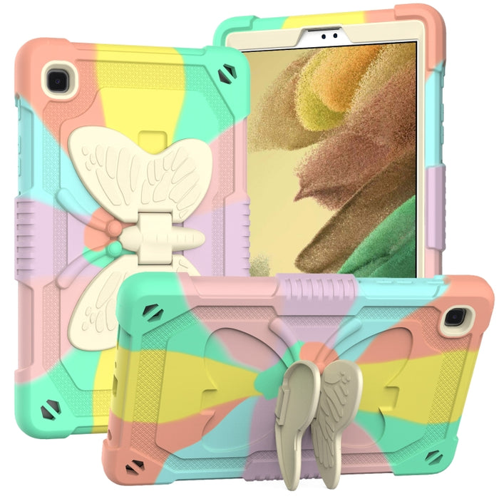 Beige PC + Silicone Anti-drop Protective Case with Butterfly Shape Holder & Pen Slot, For Samsung Galaxy Tab A7 Lite 8.7 SM-T220 / SM-T225