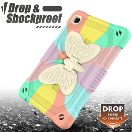 Beige PC + Silicone Anti-drop Protective Case with Butterfly Shape Holder & Pen Slot, For Samsung Galaxy Tab A7 Lite 8.7 SM-T220 / SM-T225