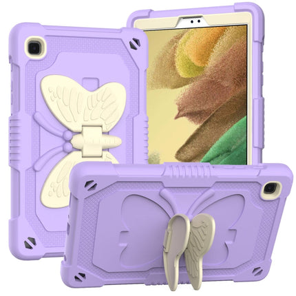 Beige PC + Silicone Anti-drop Protective Case with Butterfly Shape Holder & Pen Slot, For Samsung Galaxy Tab A7 Lite 8.7 SM-T220 / SM-T225