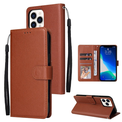 Multifunctional Horizontal Flip Leather Case, with Three Card Slot & Holder & Double Zip Wallett & Photo Frame & Lanyard, For iPhone 13 Pro Max
