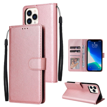 Multifunctional Horizontal Flip Leather Case, with Three Card Slot & Holder & Double Zip Wallett & Photo Frame & Lanyard, For iPhone 13 Pro Max