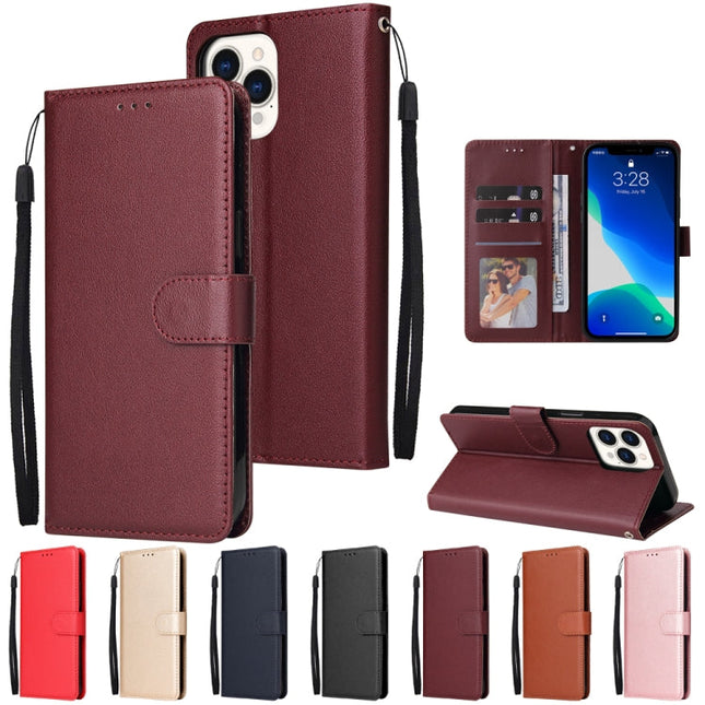 Multifunctional Horizontal Flip Leather Case, with Three Card Slot & Holder & Double Zip Wallett & Photo Frame & Lanyard, For iPhone 13 Pro Max