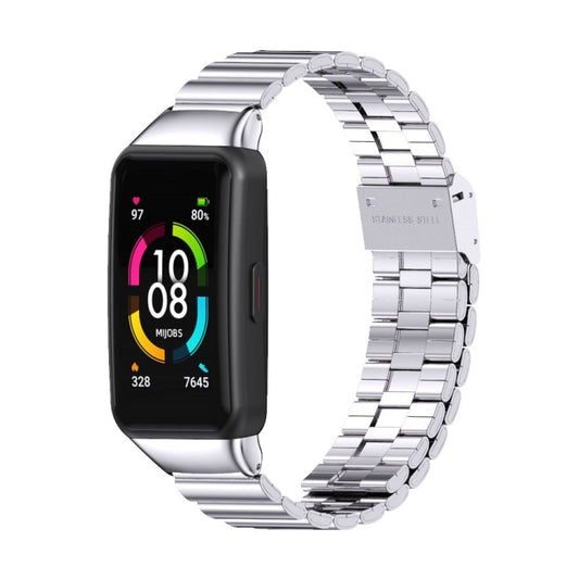 MIJOBS Bamboo Joint Stainless Steel Metal Buckle Replacement Strap Watchband, For Huawei Band 6 / Honor Band 6