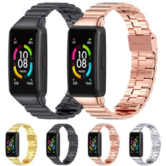 MIJOBS Bamboo Joint Stainless Steel Metal Buckle Replacement Strap Watchband, For Huawei Band 6 / Honor Band 6