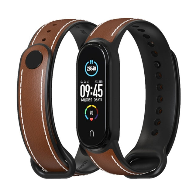 MIJOBS TPU + Leather Replacement Strap Watchband, For Xiaomi Mi Band 5 / 6