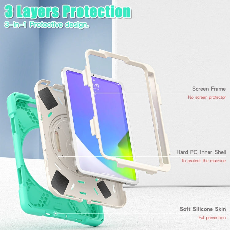 Silicone Hybrid PC Tablet Case with Grip Holder & Shoulder Strap, For iPad mini 6 / mini 2024