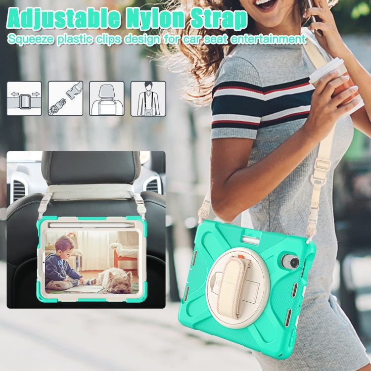 Silicone Hybrid PC Tablet Case with Grip Holder & Shoulder Strap, For iPad mini 6 / mini 2024