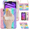 Silicone Hybrid PC Tablet Case with Grip Holder & Shoulder Strap, For iPad mini 6 / mini 2024