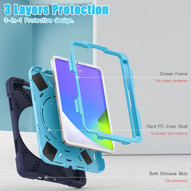 Heavy Duty Silicone Hybrid  PC Tablet Case with Holder & Shoulder Strap, For iPad mini 6 / mini 2024, For iPad mini 6