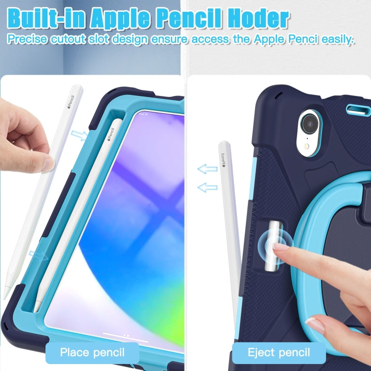 Heavy Duty Silicone Hybrid  PC Tablet Case with Holder & Shoulder Strap, For iPad mini 6 / mini 2024, For iPad mini 6