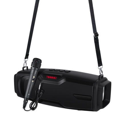 New Rixing NR-6012M Bluetooth 5.0 Portable Outdoor Karaoke Wireless Bluetooth Speaker with Microphone & Shoulder Strap, NR-6012M(Black), NR-6012M(Red), NR-6012M(Blue), NR-6012M(Green)