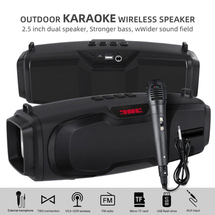 New Rixing NR-6012M Bluetooth 5.0 Portable Outdoor Karaoke Wireless Bluetooth Speaker with Microphone & Shoulder Strap, NR-6012M(Black), NR-6012M(Red), NR-6012M(Blue), NR-6012M(Green)