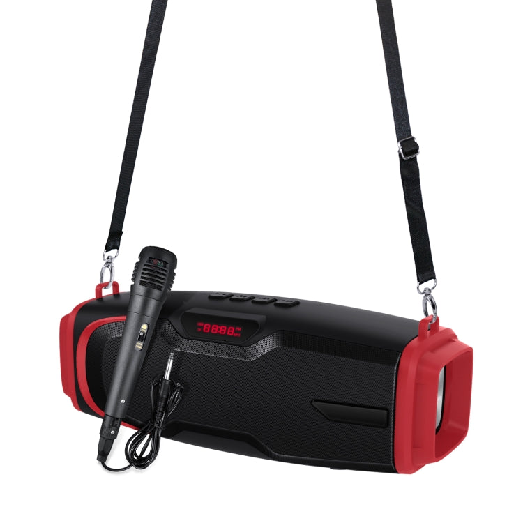 New Rixing NR-6012M Bluetooth 5.0 Portable Outdoor Karaoke Wireless Bluetooth Speaker with Microphone & Shoulder Strap, NR-6012M(Red), NR-6012M(Blue), NR-6012M(Green), NR-6012M(Black)