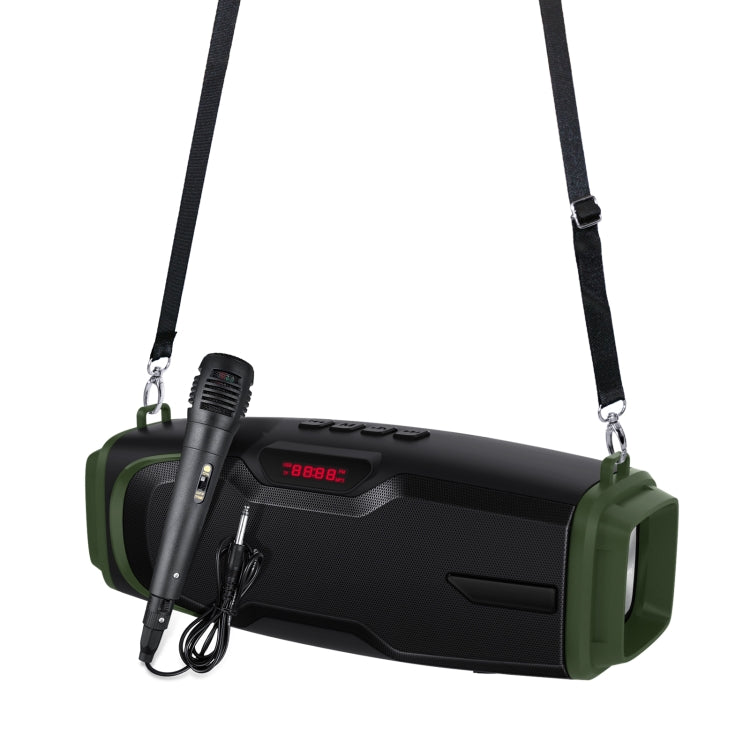 New Rixing NR-6012M Bluetooth 5.0 Portable Outdoor Karaoke Wireless Bluetooth Speaker with Microphone & Shoulder Strap, NR-6012M(Green), NR-6012M(Black), NR-6012M(Red), NR-6012M(Blue)