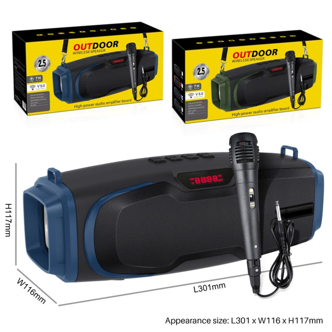 New Rixing NR-6012M Bluetooth 5.0 Portable Outdoor Karaoke Wireless Bluetooth Speaker with Microphone & Shoulder Strap, NR-6012M(Black), NR-6012M(Red), NR-6012M(Blue), NR-6012M(Green)