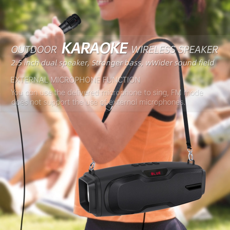 New Rixing NR-6012M Bluetooth 5.0 Portable Outdoor Karaoke Wireless Bluetooth Speaker with Microphone & Shoulder Strap, NR-6012M(Green), NR-6012M(Black), NR-6012M(Red), NR-6012M(Blue)