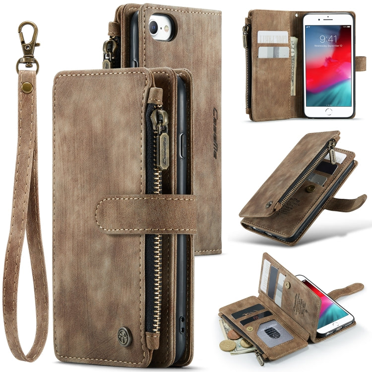 CaseMe-C30 PU + TPU Multifunctional Horizontal Flip Leather Case with Holder & Card Slot & Wallet & Zipper Pocket, For iPhone 8 Plus & 7 Plus & 6 Plus, For iPhone SE 2022 / SE 2020 / 8 / 7 / 6, For iPhone 11, For iPhone 11 Pro, For iPhone 11 Pro Max