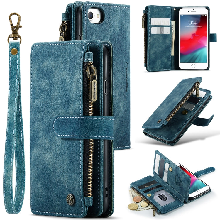 CaseMe-C30 PU + TPU Multifunctional Horizontal Flip Leather Case with Holder & Card Slot & Wallet & Zipper Pocket, For iPhone 8 Plus & 7 Plus & 6 Plus, For iPhone SE 2022 / SE 2020 / 8 / 7 / 6, For iPhone 11, For iPhone 11 Pro, For iPhone 11 Pro Max