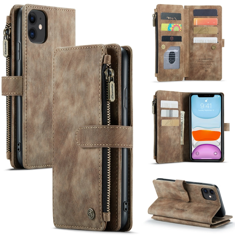 CaseMe-C30 PU + TPU Multifunctional Horizontal Flip Leather Case with Holder & Card Slot & Wallet & Zipper Pocket, For iPhone 8 Plus & 7 Plus & 6 Plus, For iPhone SE 2022 / SE 2020 / 8 / 7 / 6, For iPhone 11, For iPhone 11 Pro, For iPhone 11 Pro Max