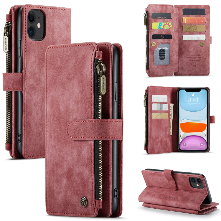 CaseMe-C30 PU + TPU Multifunctional Horizontal Flip Leather Case with Holder & Card Slot & Wallet & Zipper Pocket, For iPhone 8 Plus & 7 Plus & 6 Plus, For iPhone SE 2022 / SE 2020 / 8 / 7 / 6, For iPhone 11, For iPhone 11 Pro, For iPhone 11 Pro Max