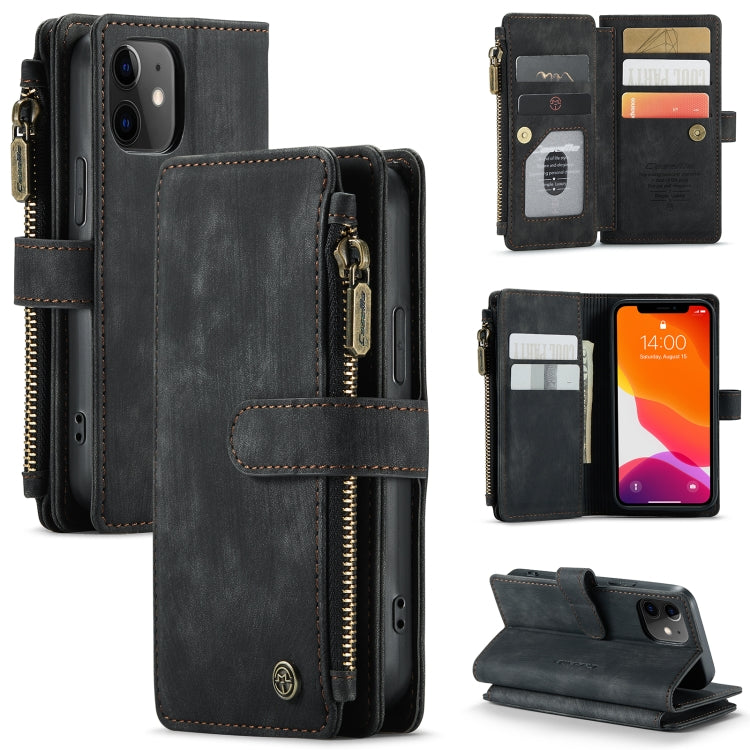 CaseMe-C30 PU + TPU Multifunctional Horizontal Flip Leather Case with Holder & Card Slot & Wallet & Zipper Pocket, For iPhone 8 Plus & 7 Plus & 6 Plus, For iPhone SE 2022 / SE 2020 / 8 / 7 / 6, For iPhone 11, For iPhone 11 Pro, For iPhone 11 Pro Max