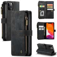 CaseMe-C30 PU + TPU Multifunctional Horizontal Flip Leather Case with Holder & Card Slot & Wallet & Zipper Pocket, For iPhone 12 / 12 Pro, For iPhone 12 Pro Max, For iPhone XS / X, For iPhone XR, For iPhone XS Max