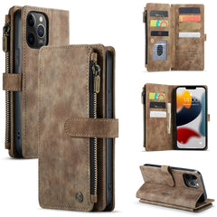 CaseMe-C30 PU + TPU Multifunctional Horizontal Flip Leather Case with Holder & Card Slot & Wallet & Zipper Pocket, For iPhone 12 / 12 Pro, For iPhone 12 Pro Max, For iPhone XS / X, For iPhone XR, For iPhone XS Max