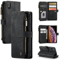 CaseMe-C30 PU + TPU Multifunctional Horizontal Flip Leather Case with Holder & Card Slot & Wallet & Zipper Pocket, For iPhone 12 / 12 Pro, For iPhone 12 Pro Max, For iPhone XS / X, For iPhone XR, For iPhone XS Max