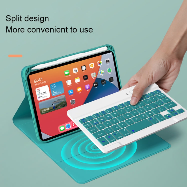 HK006D Square Keys Detachable Bluetooth Keyboard Leather Case with White Backlight & Holder for iPad mini 6, HK006D