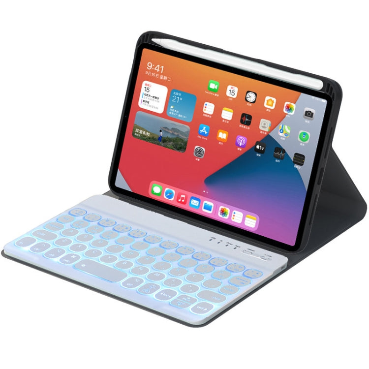 HY006D Round Keys Detachable Bluetooth Keyboard Leather Case with Colorful Backlight & Holder for iPad mini 6, HY006D