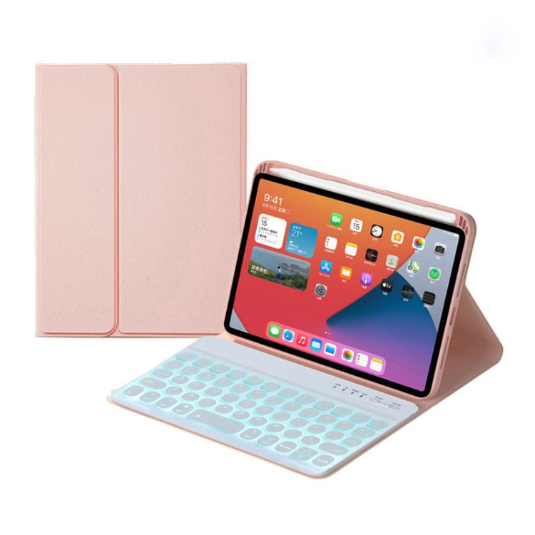 HY006D Round Keys Detachable Bluetooth Keyboard Leather Case with Colorful Backlight & Holder for iPad mini 6, HY006D