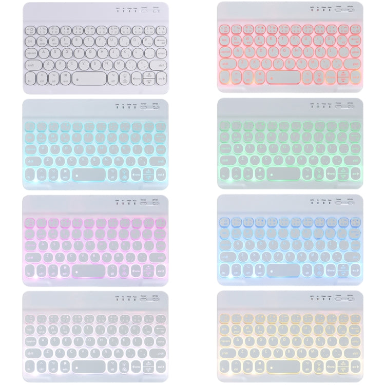 HY006D Round Keys Detachable Bluetooth Keyboard Leather Case with Colorful Backlight & Holder for iPad mini 6, HY006D