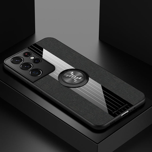 XINLI Stitching Cloth Textue Shockproof TPU Protective Case with Ring Holder, For Samsung Galaxy S21 Ultra 5G, For Samsung Galaxy S21+ 5G